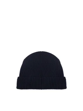 Blue Ribbed Cuff Beanie Hat