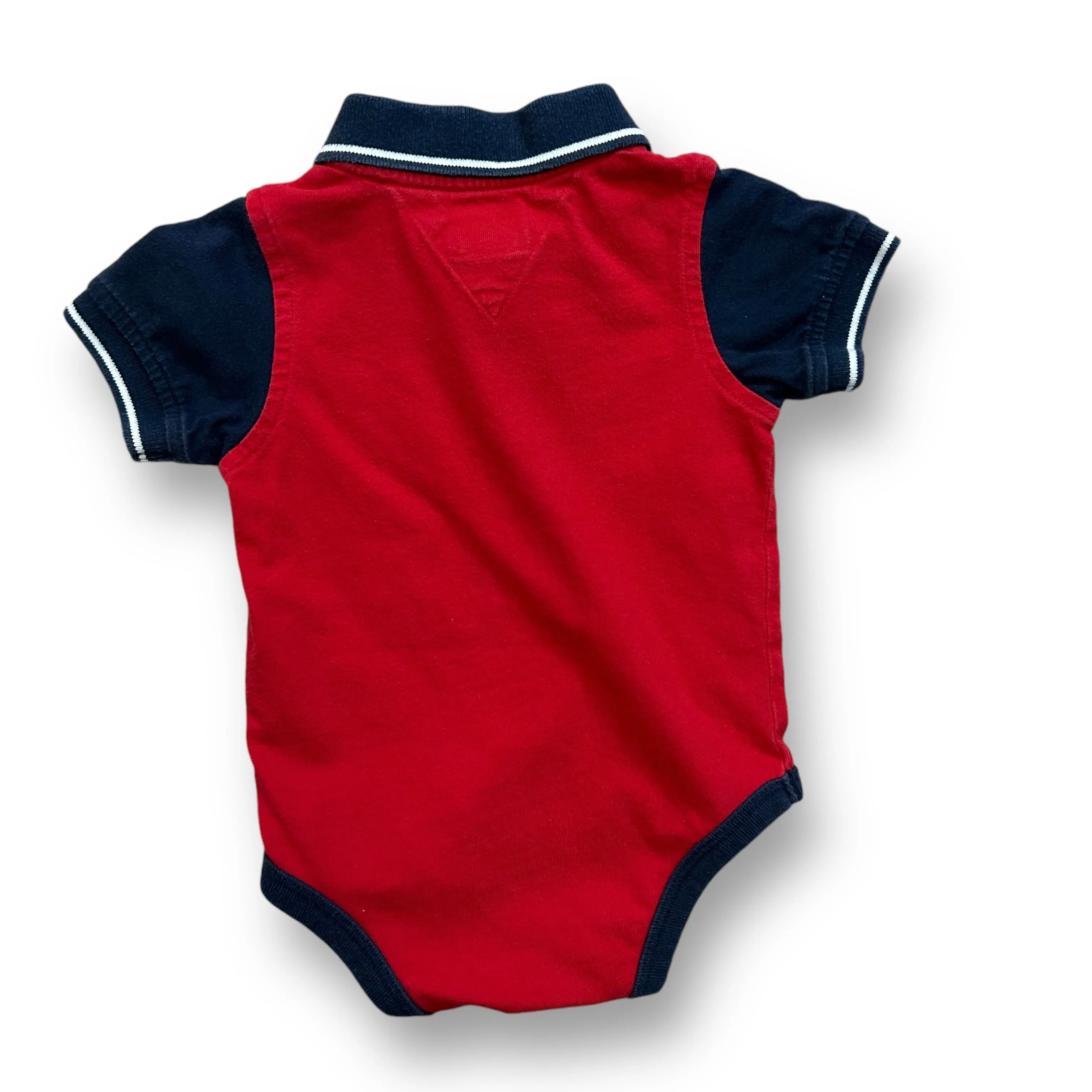 Boys Tommy Hilfiger Size 3-6 Months Red/Navy Polo Bodysuit