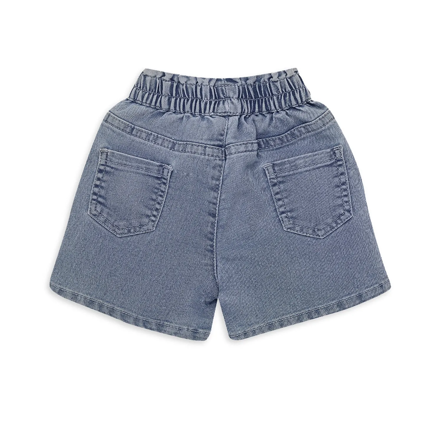 Butterfly Print Tee With Denim Shorts - Girls - White