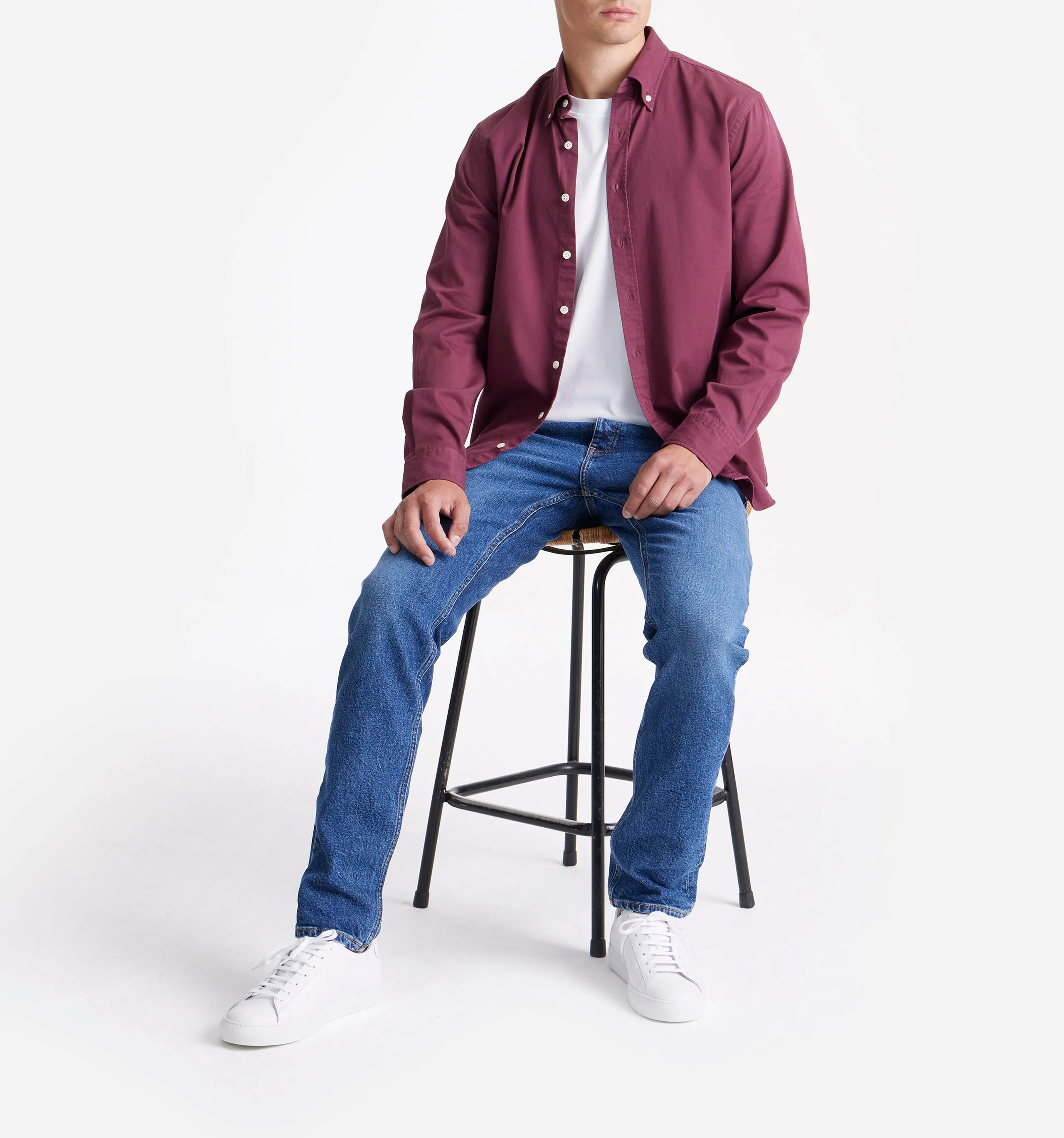 Button Down Garment Dyed Shirt Windsor Wine