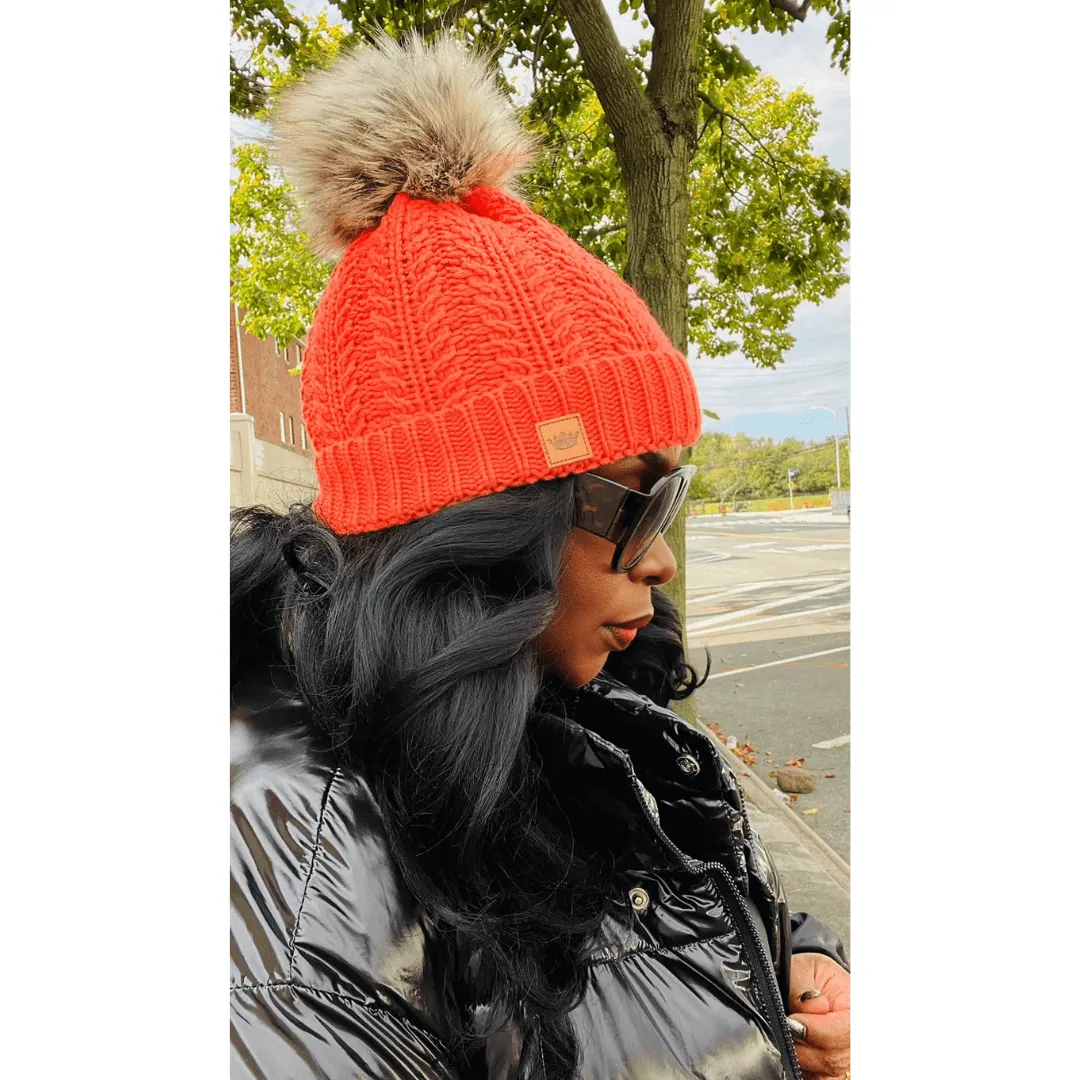 Cable Knit Pom Pom Hat- 3 Colors