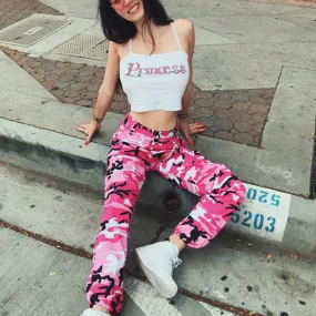 Camouflage High Waist Print Loose Zipper Harem Pants