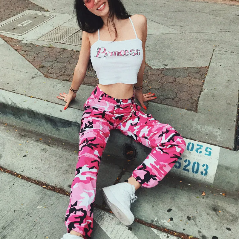Camouflage High Waist Print Loose Zipper Harem Pants