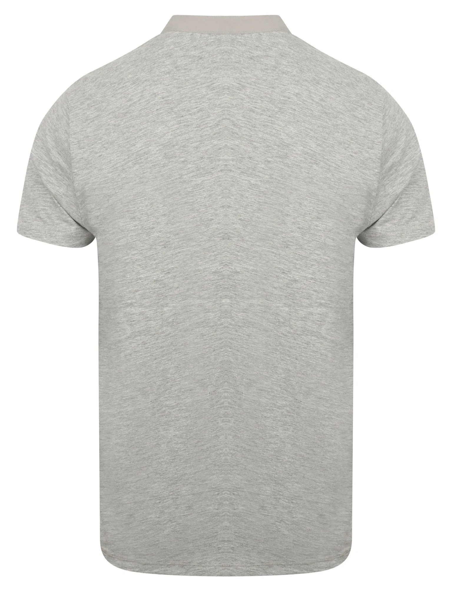 Canal Henley Y Neck Cotton Slub T-Shirt in Light Grey Marl - South Shore