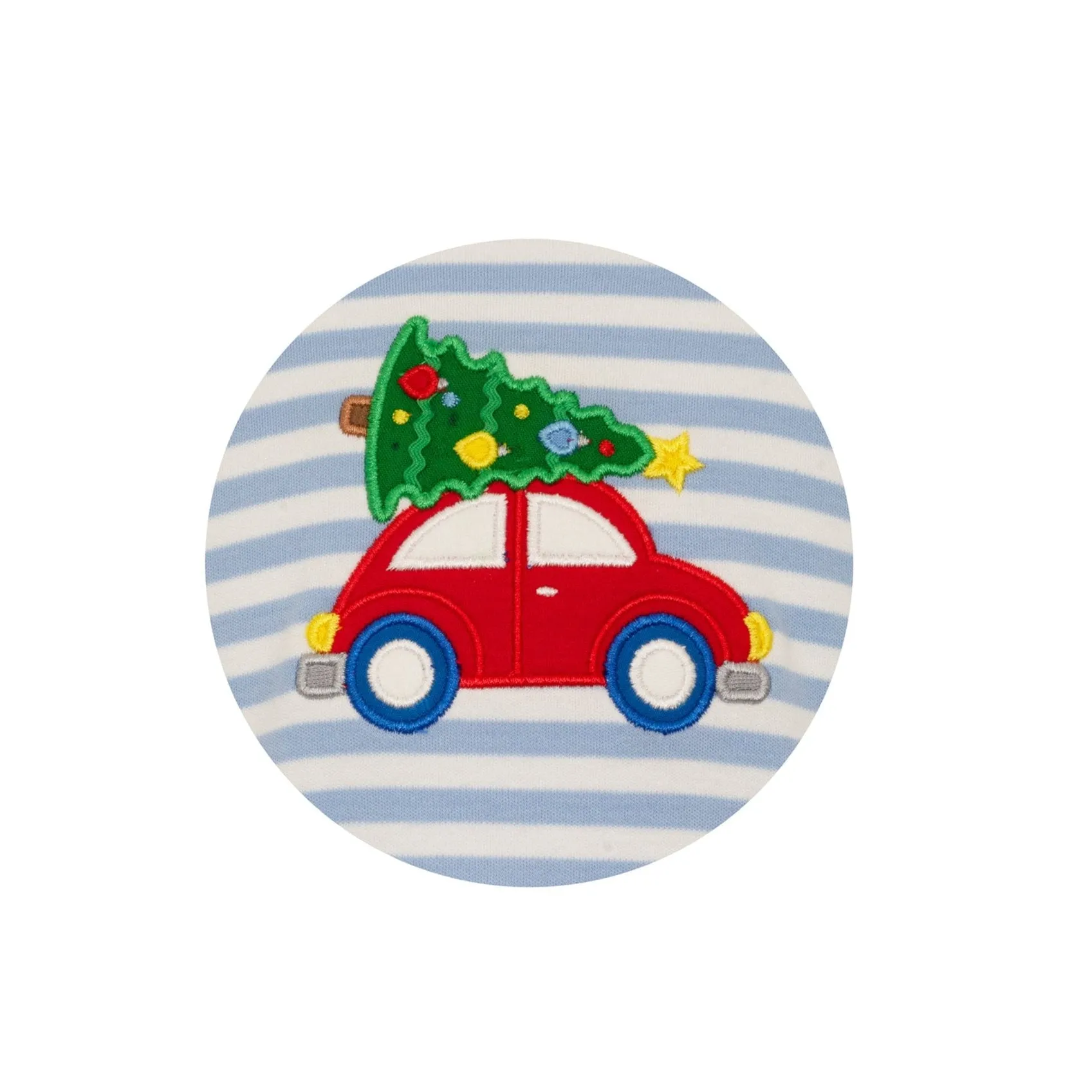 Car W/ X'Mas Tree Knit T-Shirt- Blue Stripe