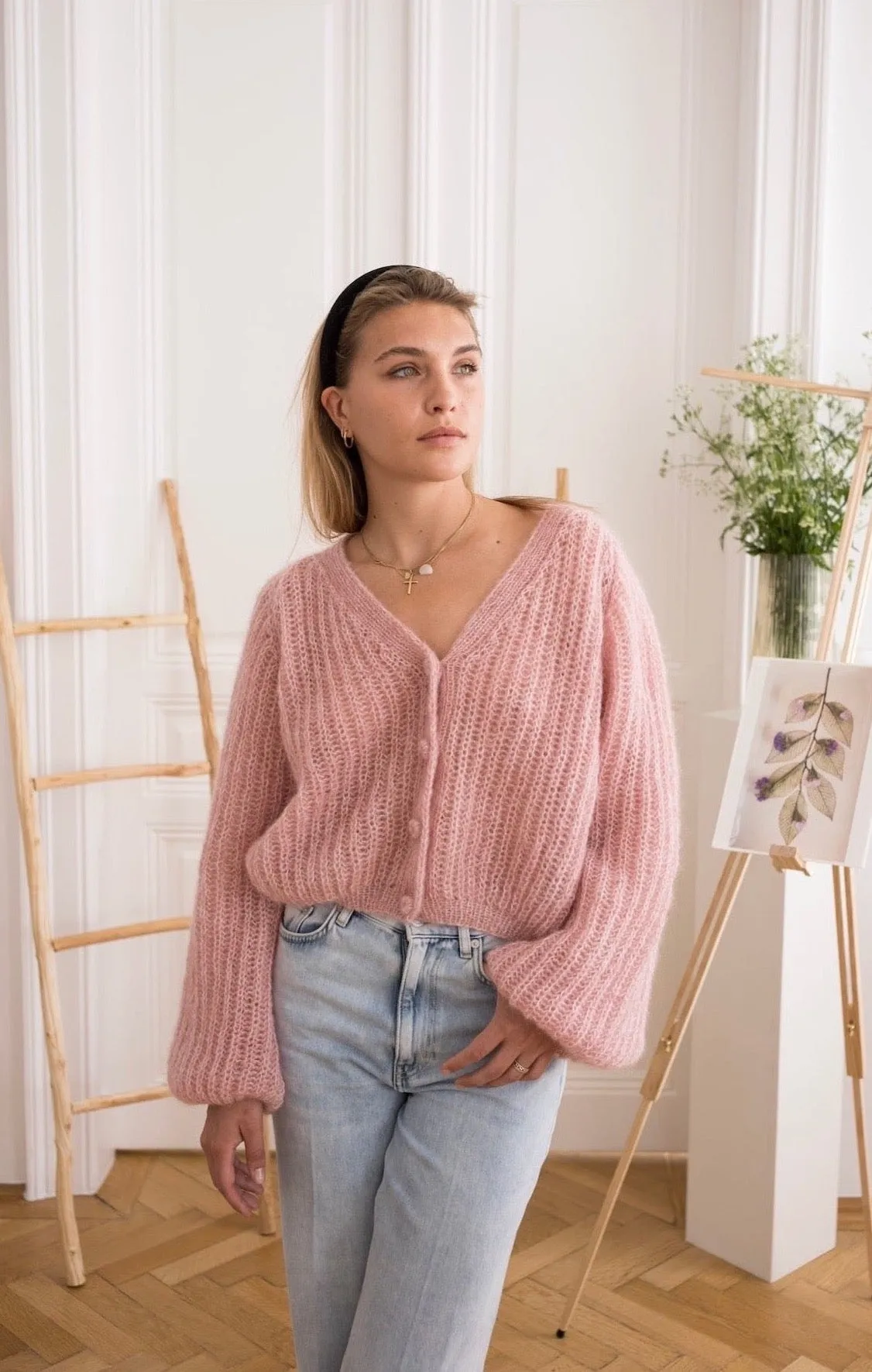 Cardigan Mia Mottled Dusty Rose