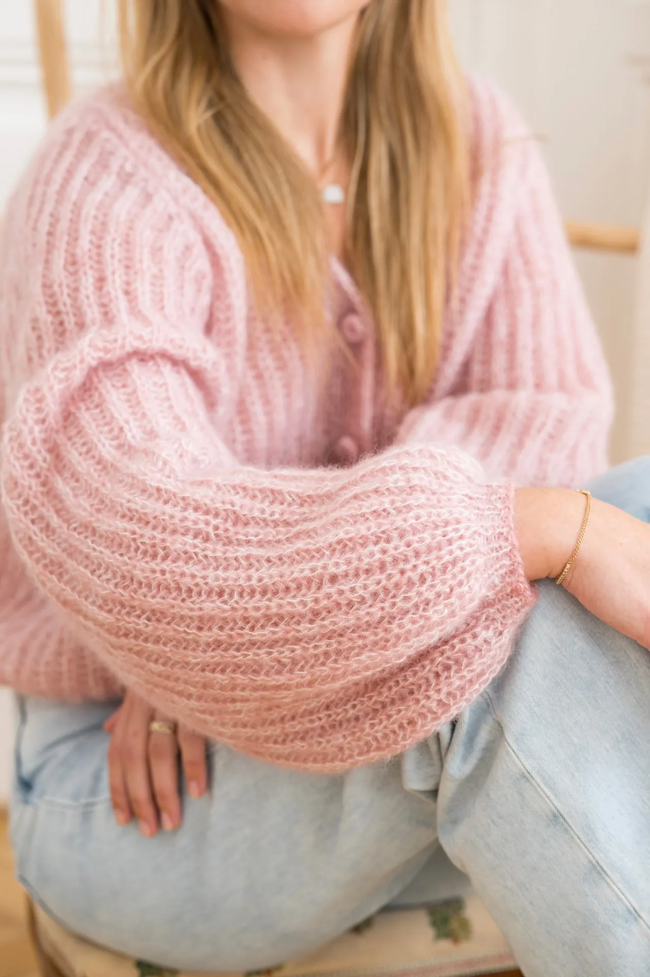 Cardigan Mia Mottled Dusty Rose