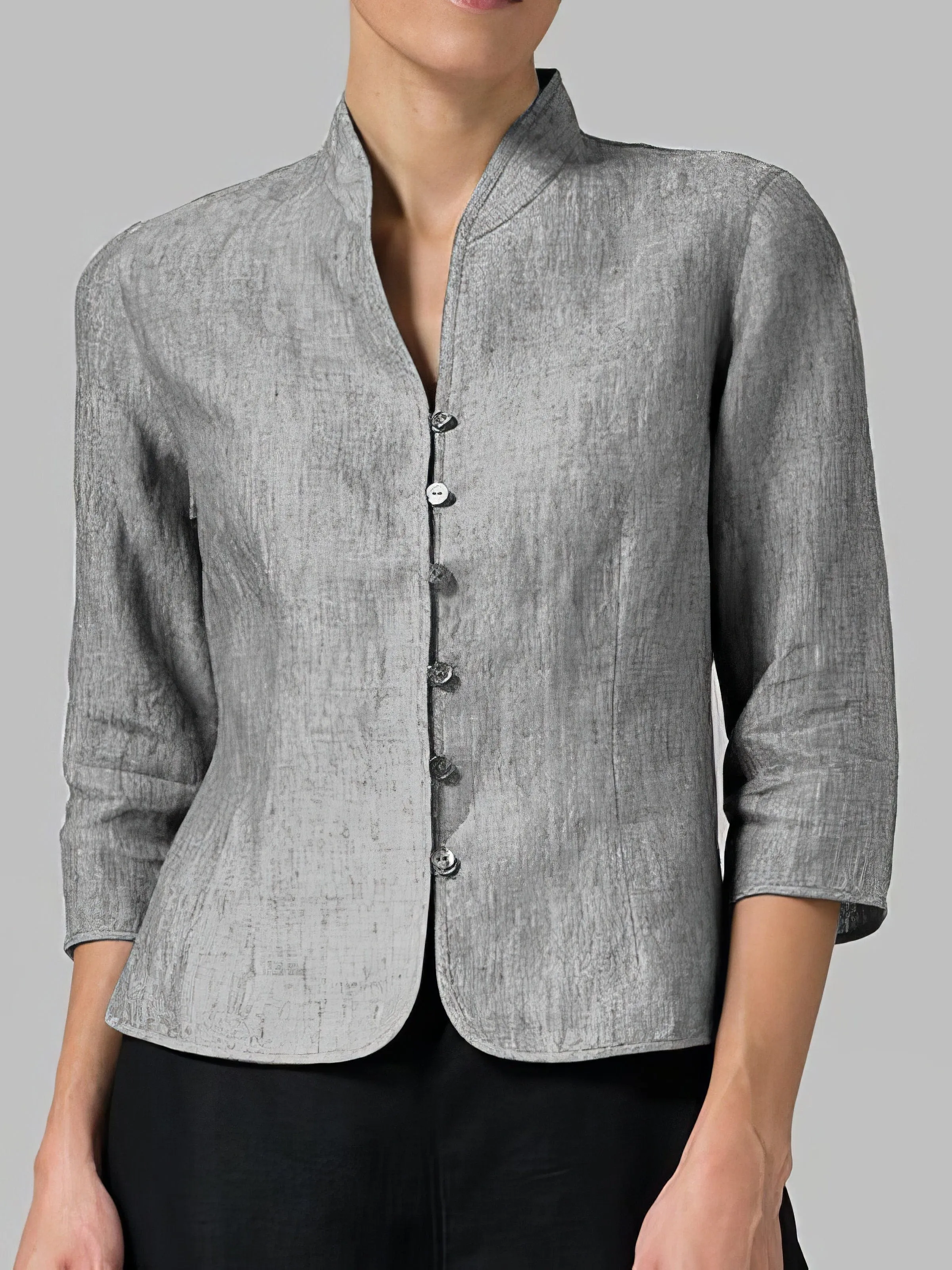 Casual Bi-Color Cotton Blend Button-Down Shirt