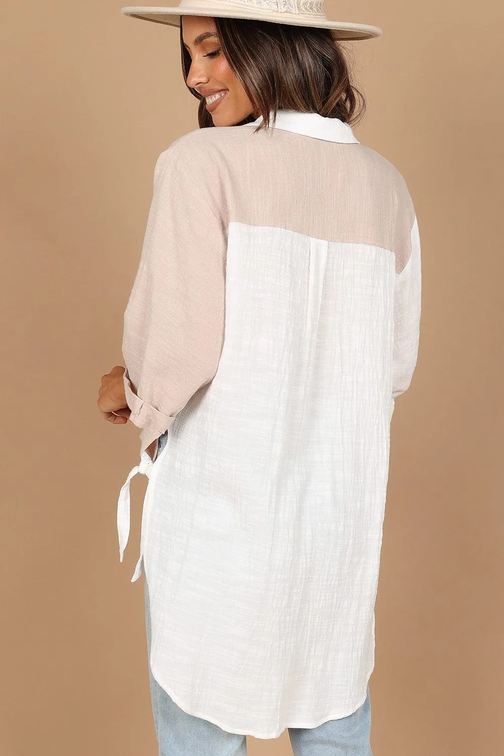 Casual Bi-Color Cotton Blend Button-Down Shirt