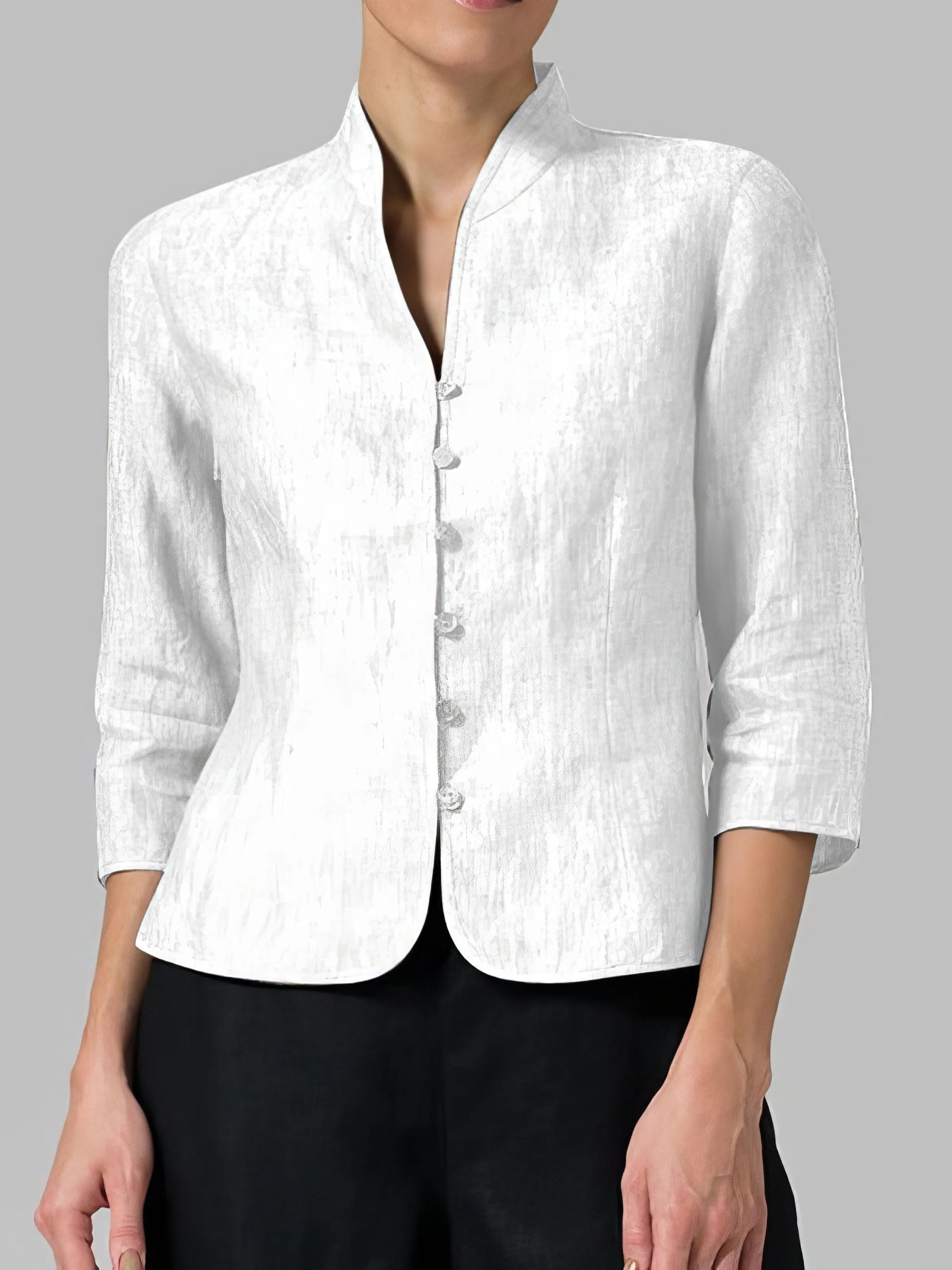 Casual Bi-Color Cotton Blend Button-Down Shirt