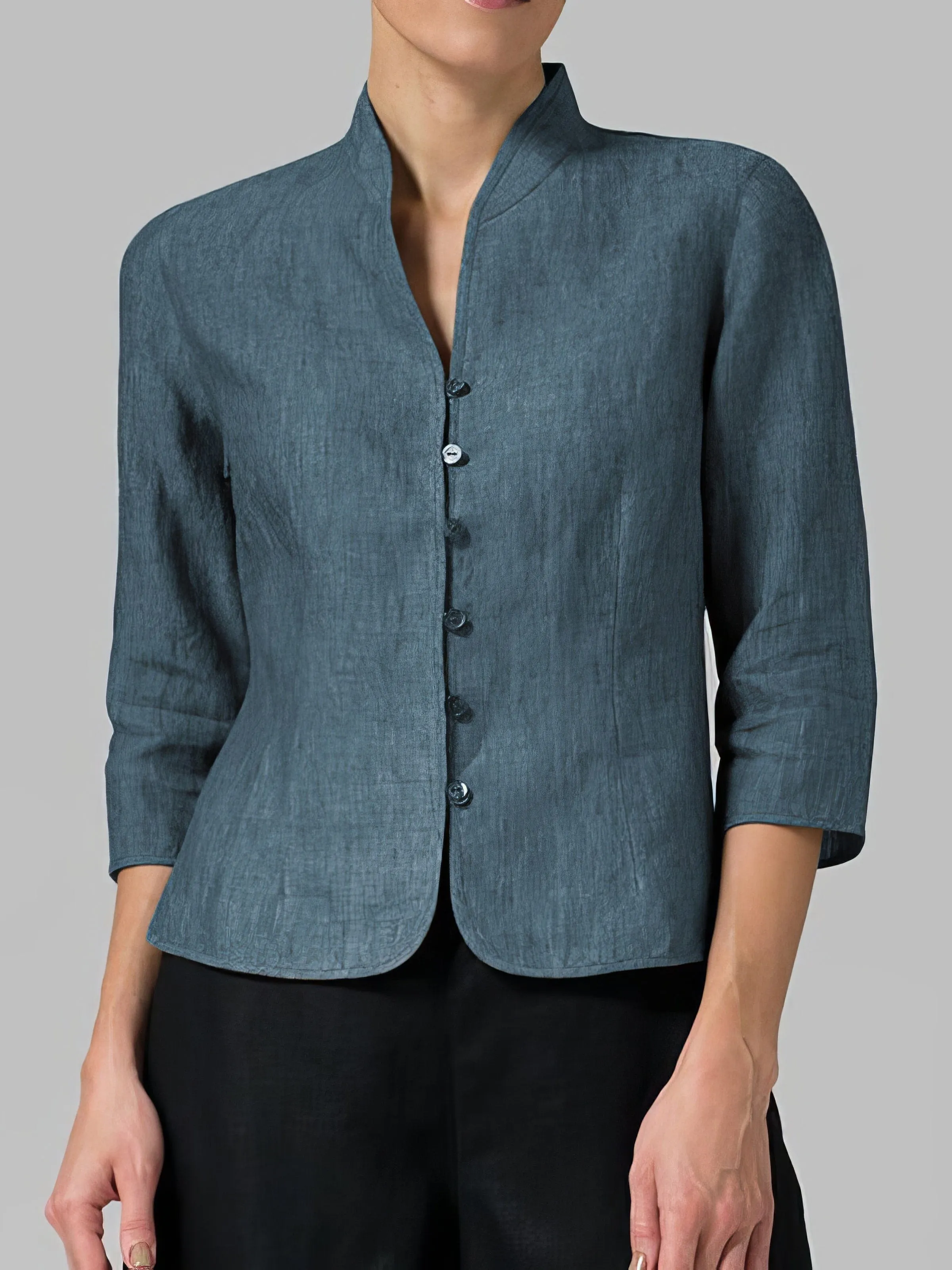 Casual Bi-Color Cotton Blend Button-Down Shirt
