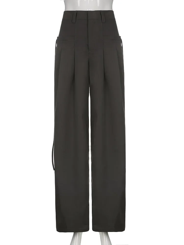 Casual Wide Leg Pants Women High Waist Street Basic Loose Sweat Trousers