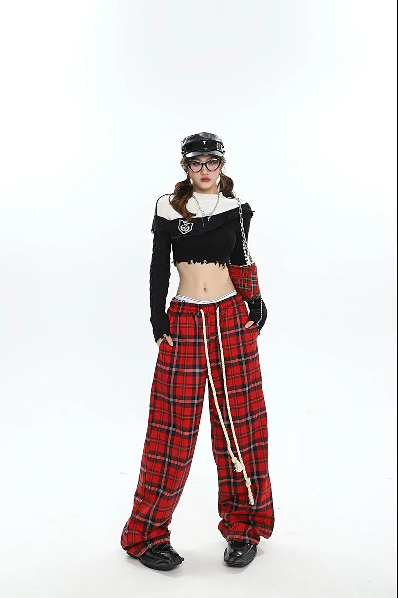 Catalina Red Plaid Straight Leg Baggy Pants