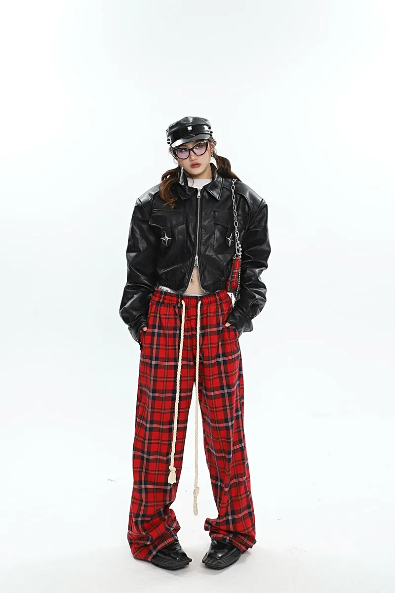 Catalina Red Plaid Straight Leg Baggy Pants