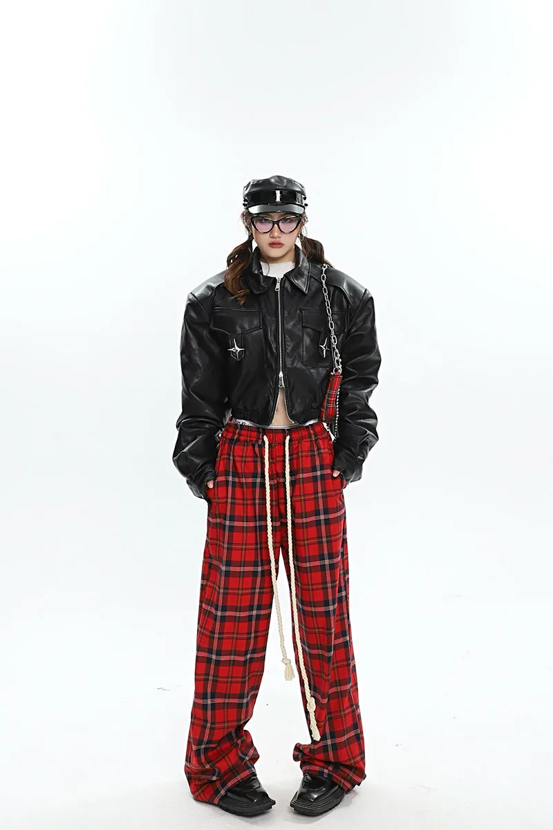 Catalina Red Plaid Straight Leg Baggy Pants