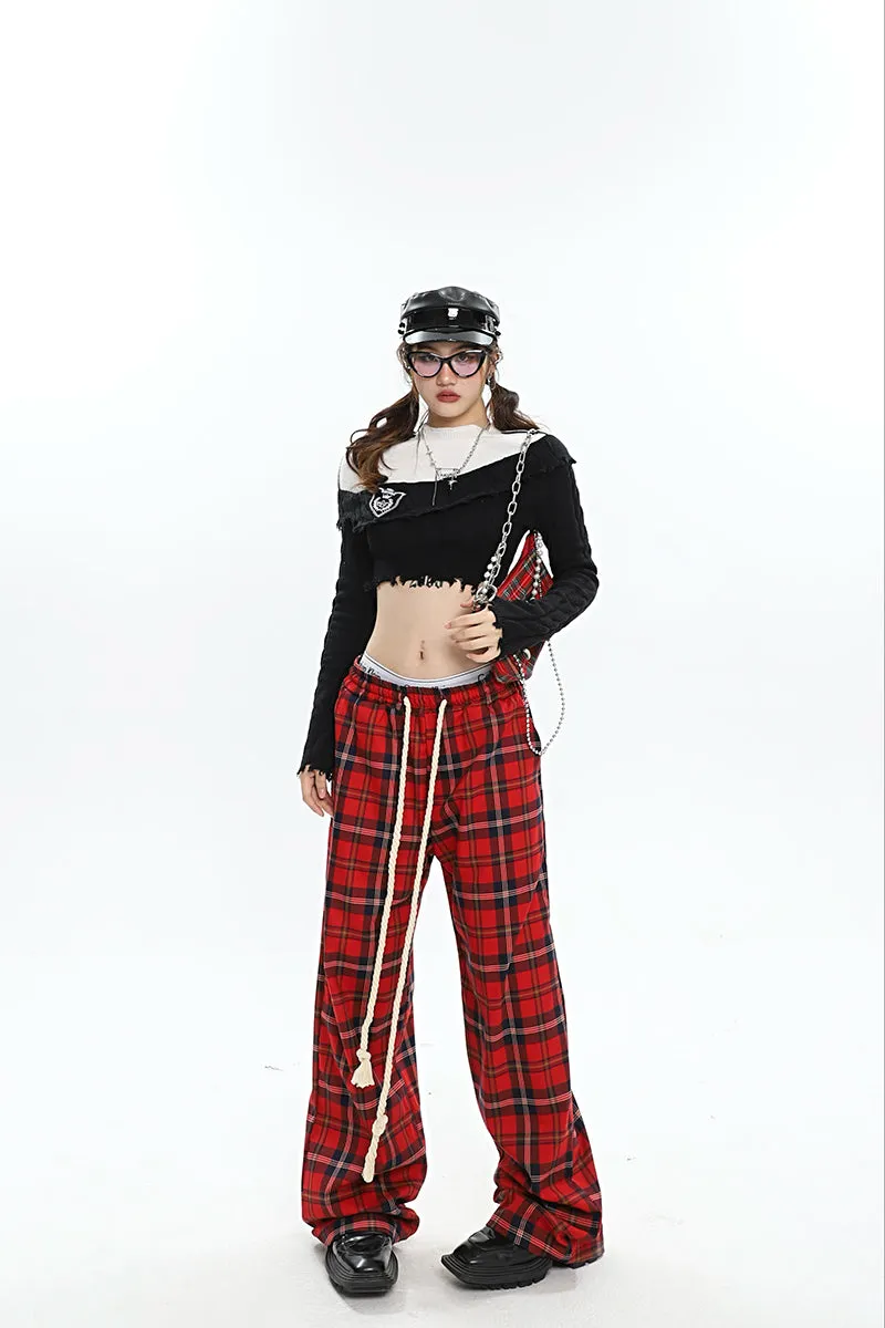 Catalina Red Plaid Straight Leg Baggy Pants