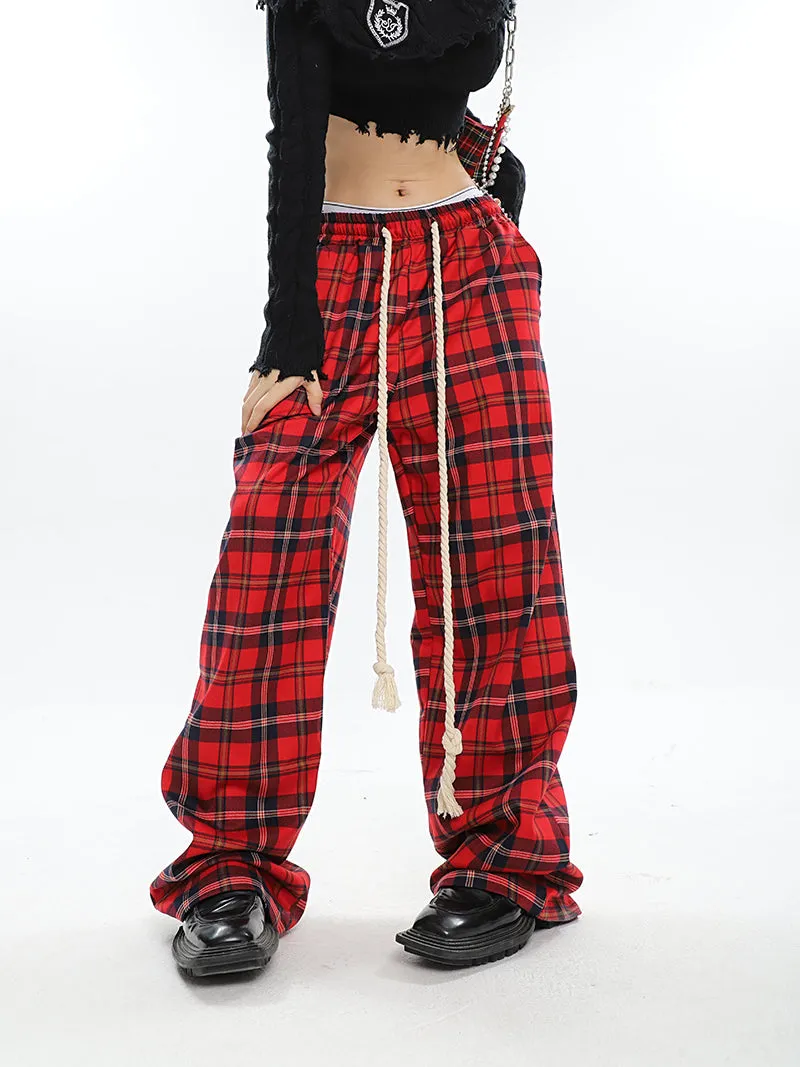 Catalina Red Plaid Straight Leg Baggy Pants