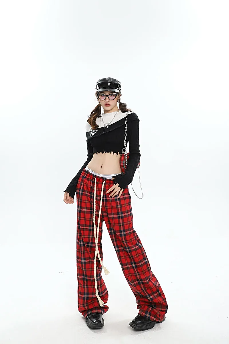 Catalina Red Plaid Straight Leg Baggy Pants