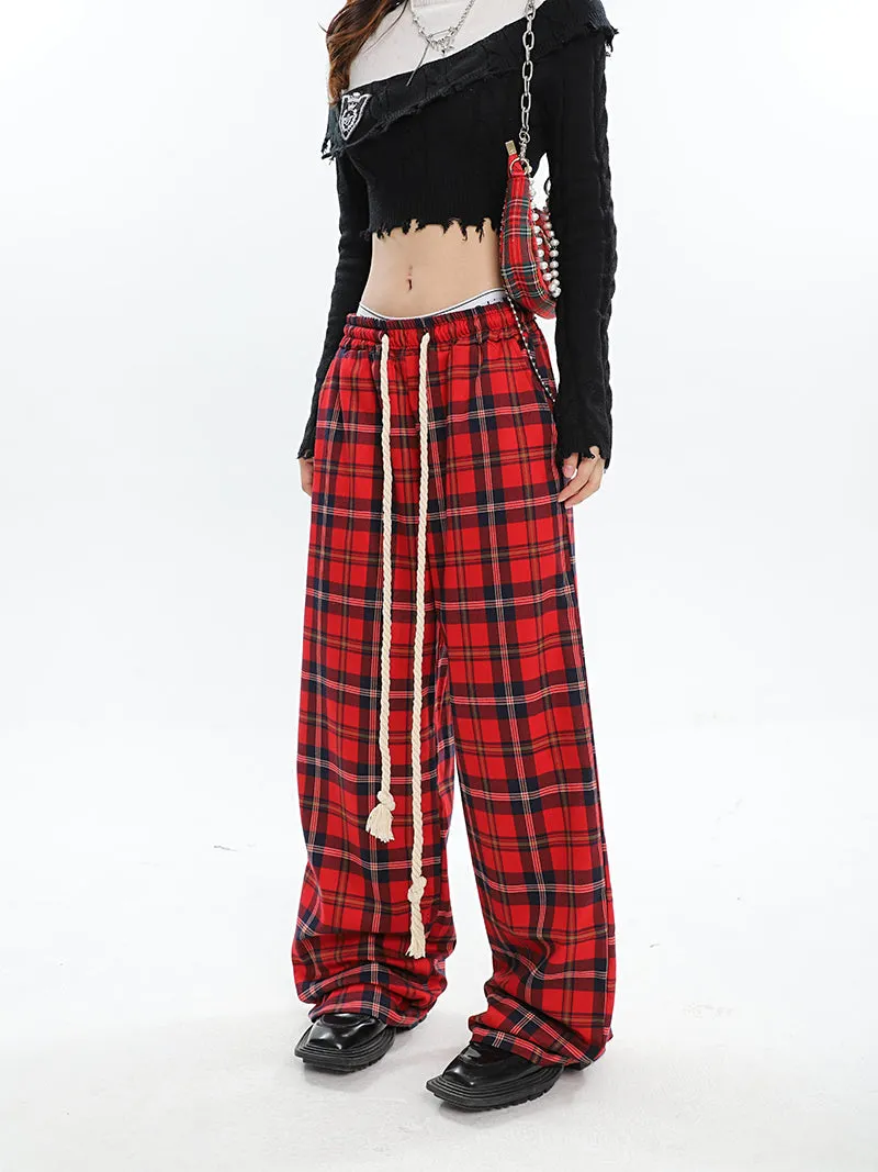 Catalina Red Plaid Straight Leg Baggy Pants
