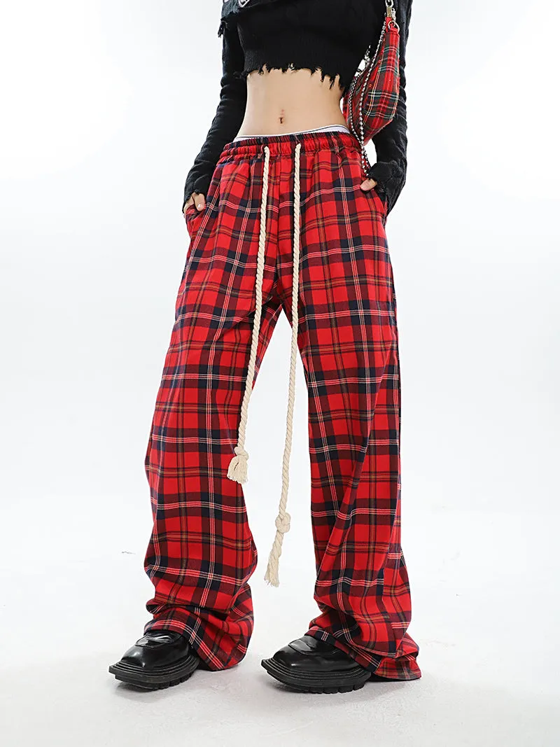 Catalina Red Plaid Straight Leg Baggy Pants