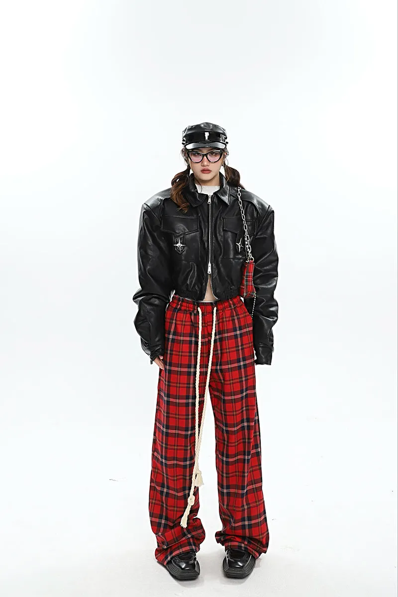 Catalina Red Plaid Straight Leg Baggy Pants