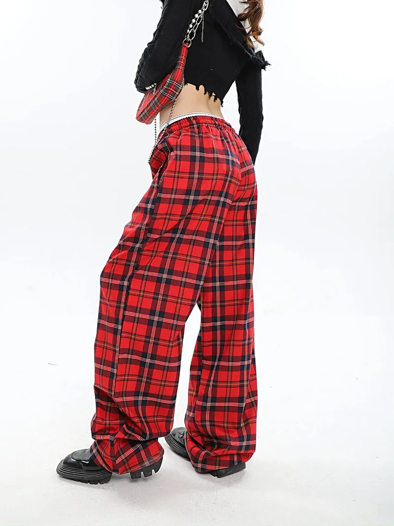 Catalina Red Plaid Straight Leg Baggy Pants