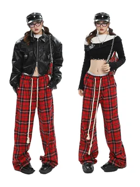 Catalina Red Plaid Straight Leg Baggy Pants