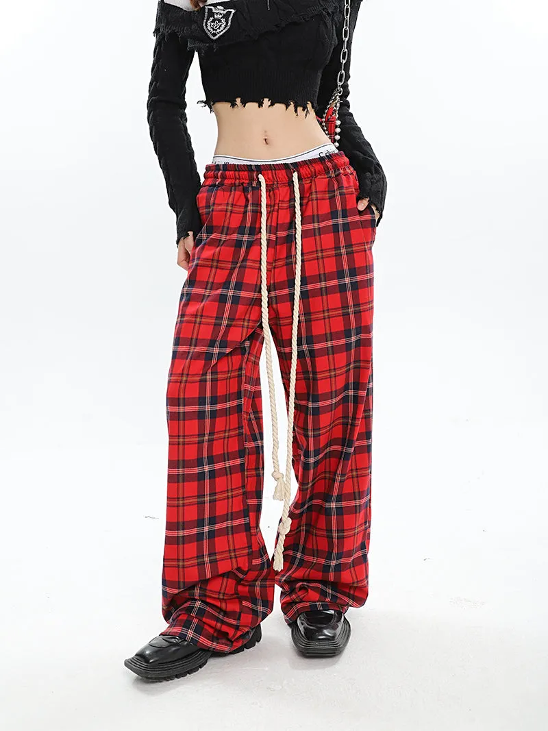 Catalina Red Plaid Straight Leg Baggy Pants
