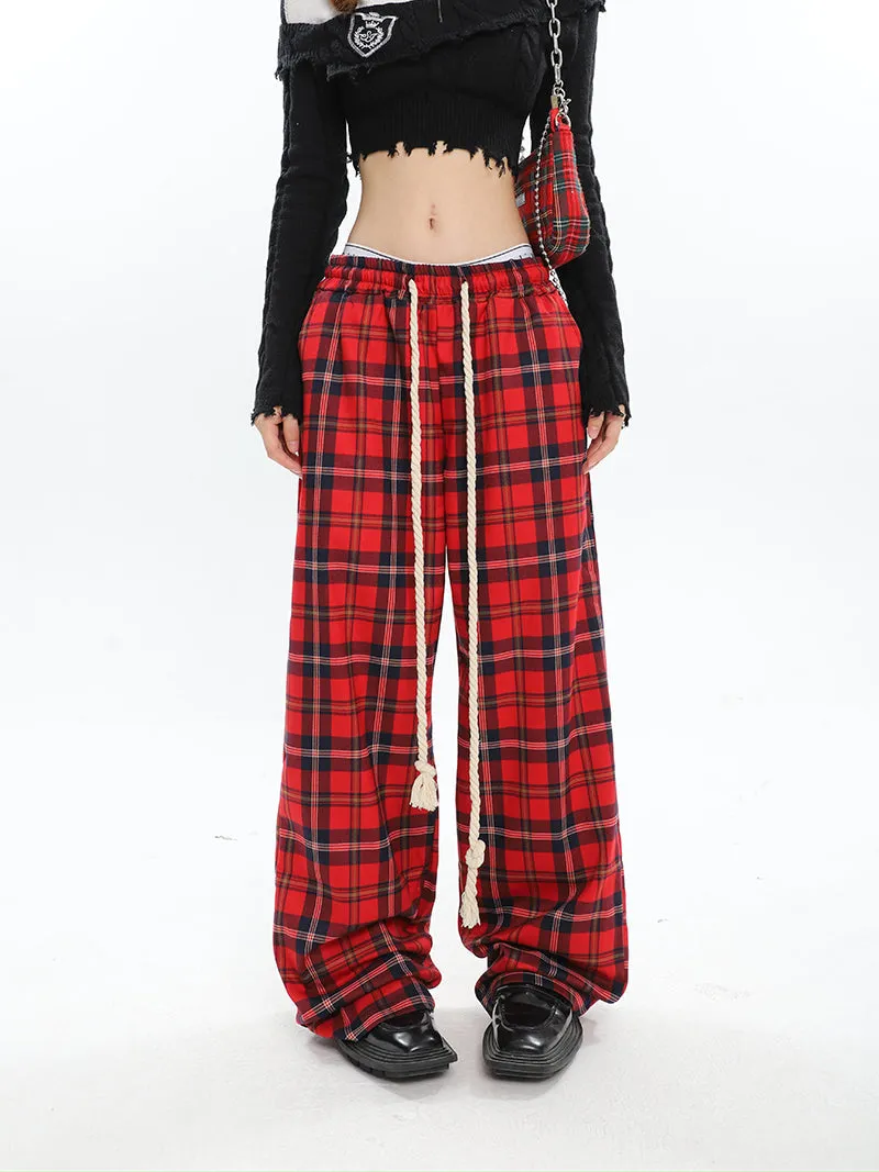 Catalina Red Plaid Straight Leg Baggy Pants
