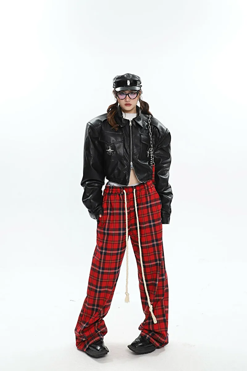 Catalina Red Plaid Straight Leg Baggy Pants