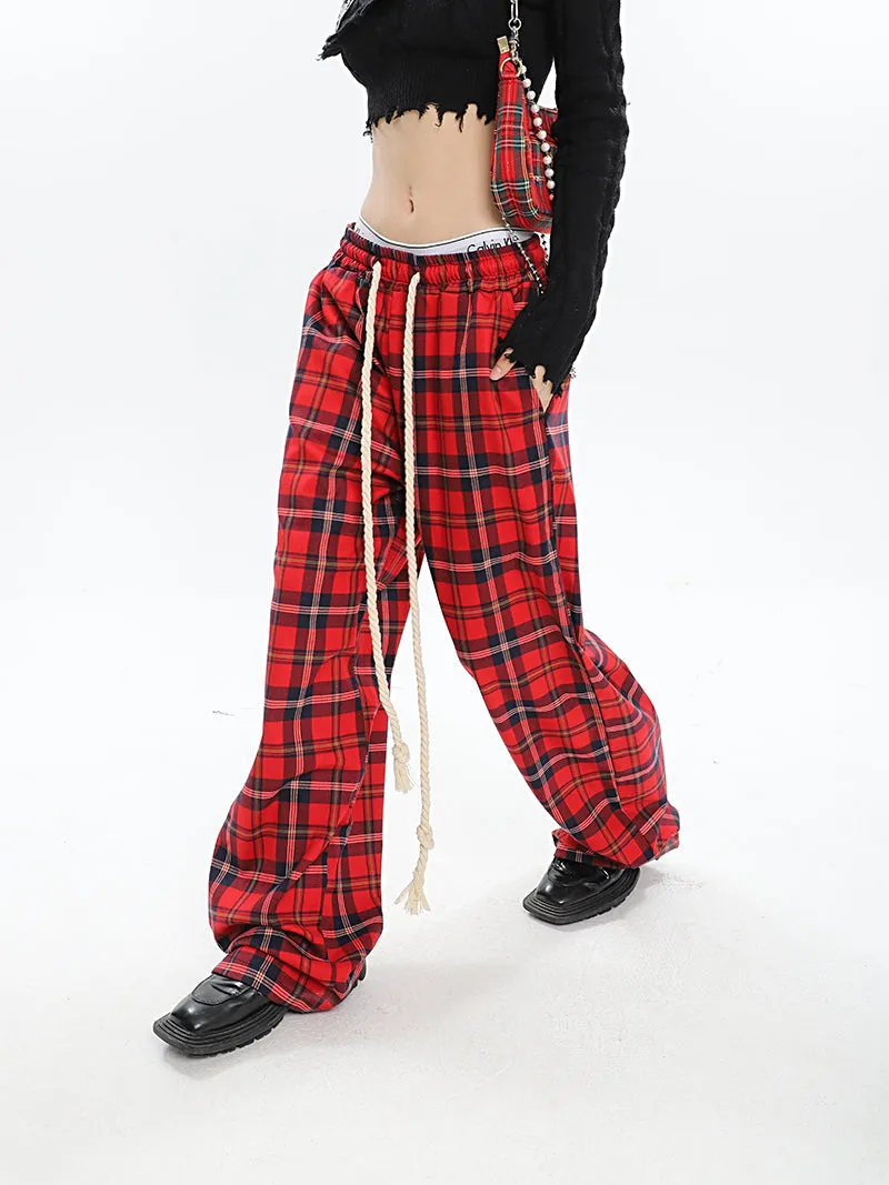 Catalina Red Plaid Straight Leg Baggy Pants