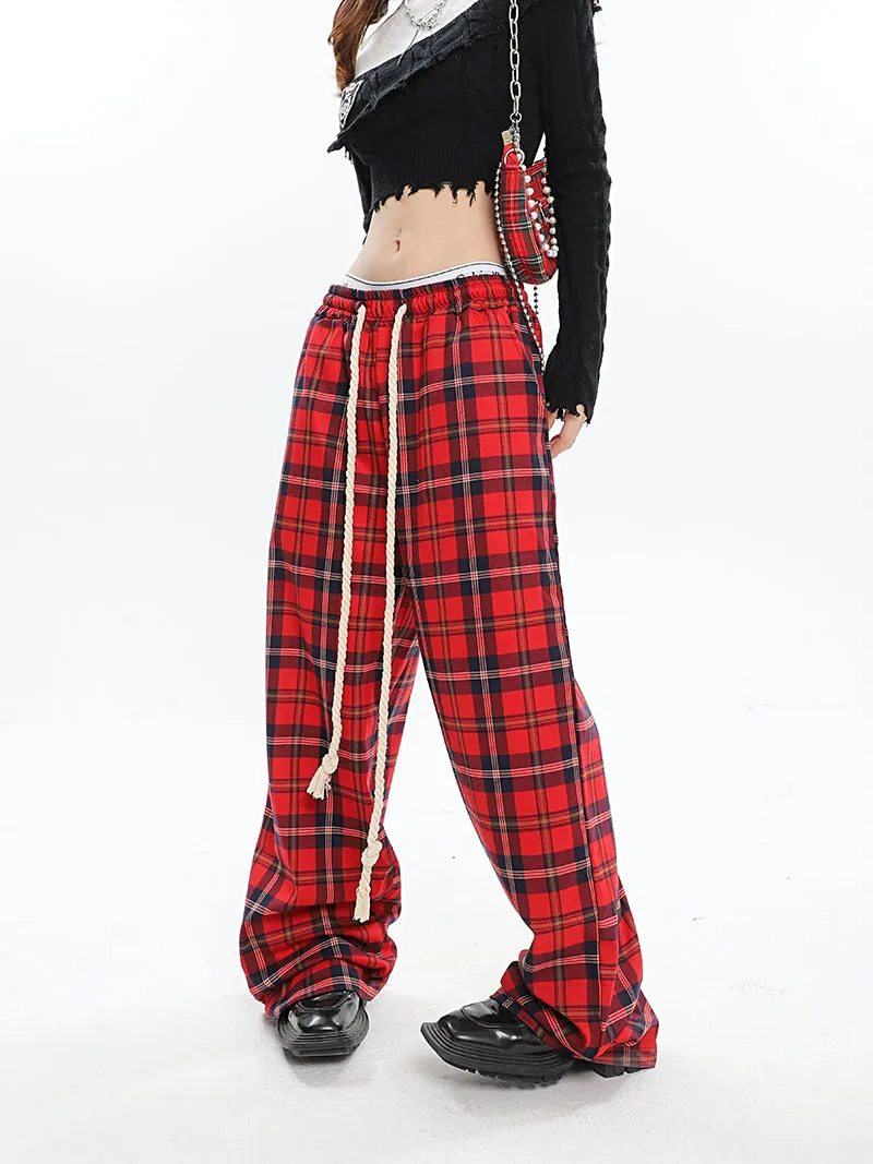 Catalina Red Plaid Straight Leg Baggy Pants