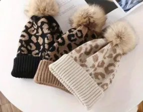 Cheetah PomPom Beanies