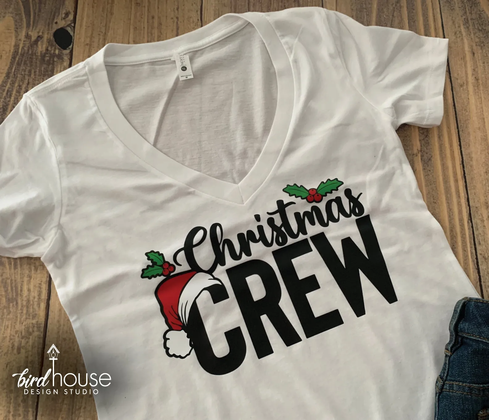 Christmas Crew Shirt, Cute Christmas Matching Pajamas, Santa Hat