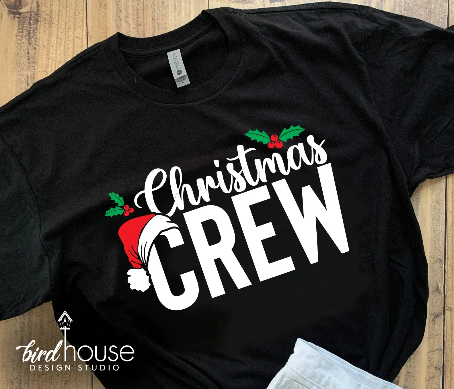 Christmas Crew Shirt, Cute Christmas Matching Pajamas, Santa Hat