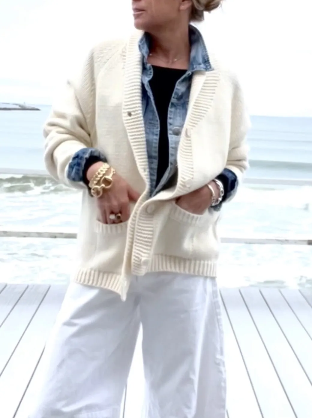 Chunky Ivory/White Lobster 🦞 Cardigan