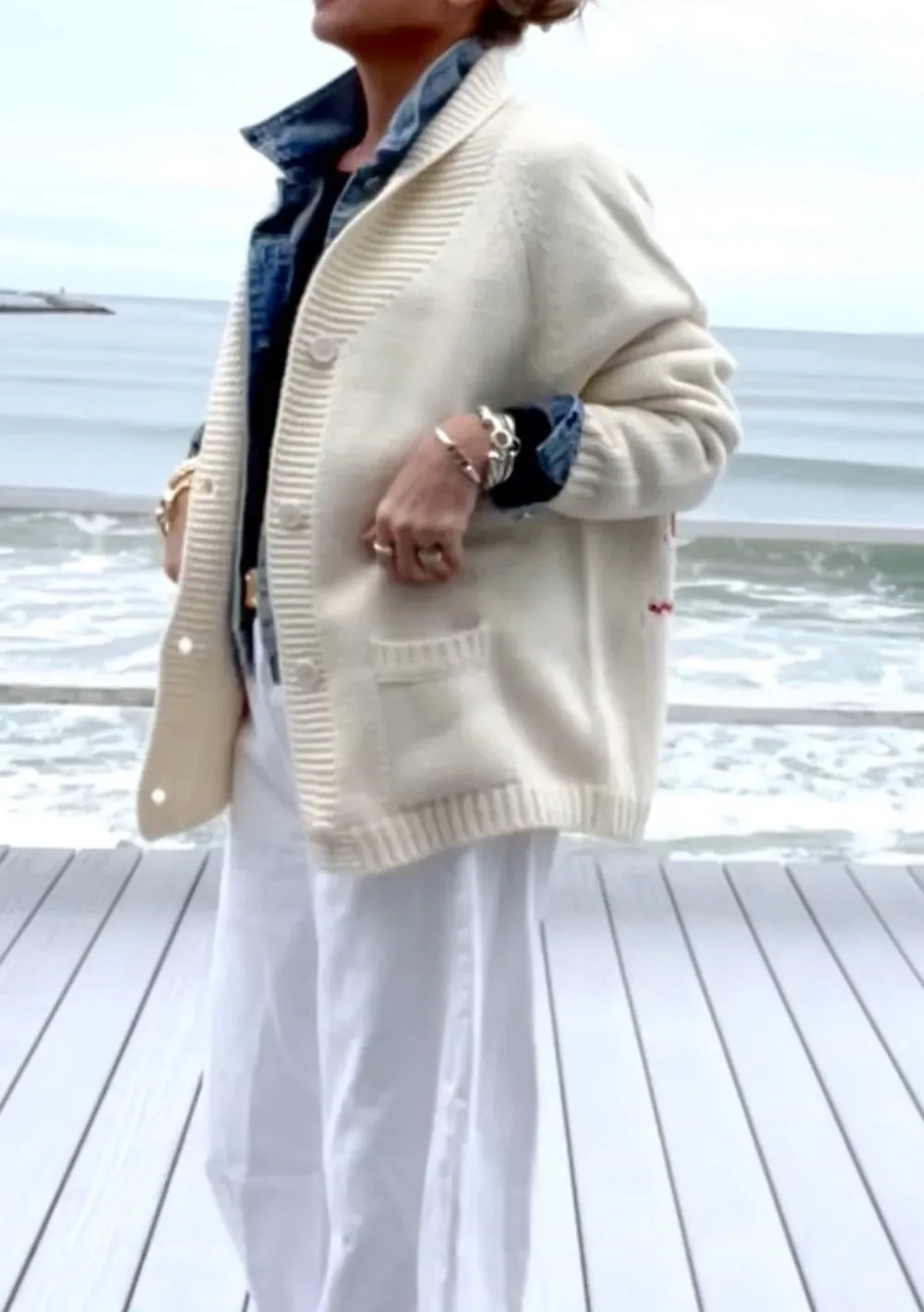 Chunky Ivory/White Lobster 🦞 Cardigan