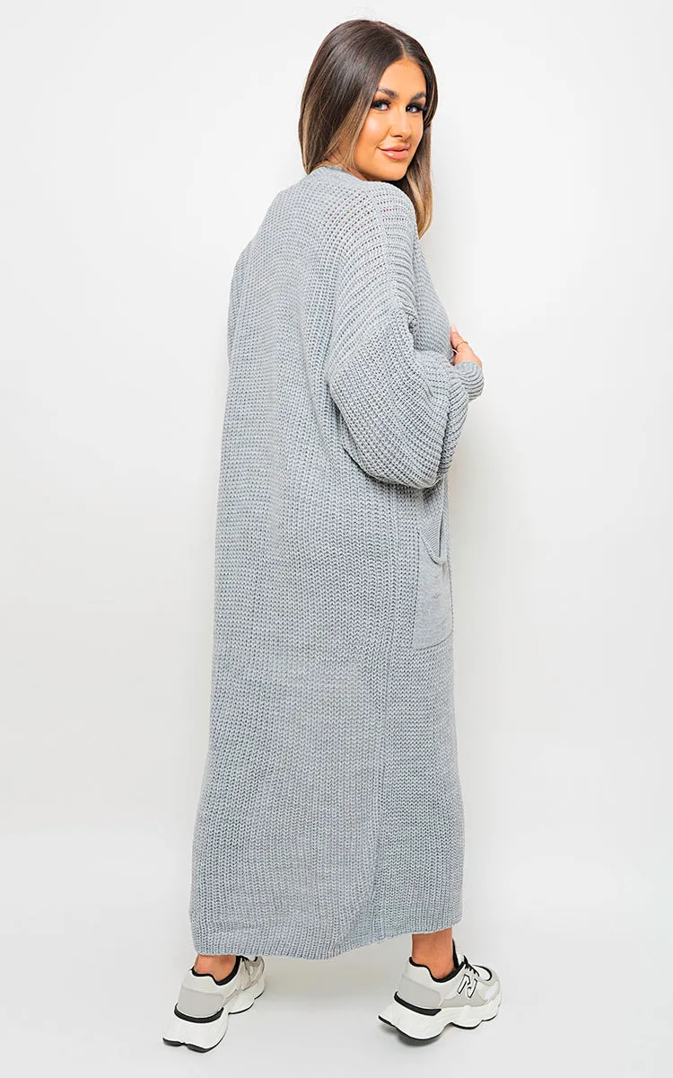 Chunky Knitted Balloon Sleeve Long Maxi Cardigan