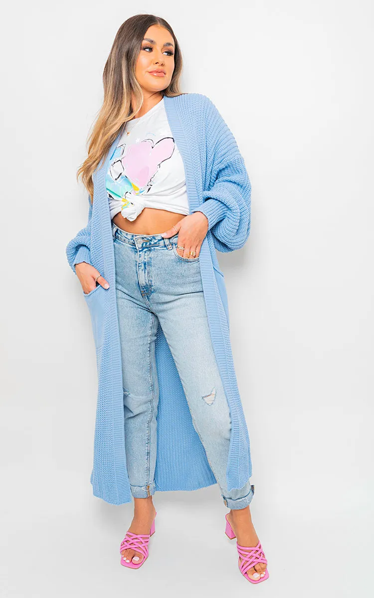 Chunky Knitted Balloon Sleeve Long Maxi Cardigan