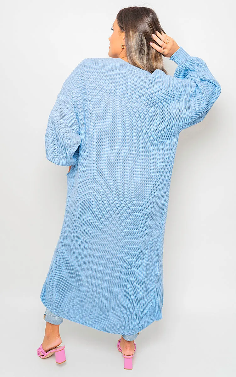 Chunky Knitted Balloon Sleeve Long Maxi Cardigan