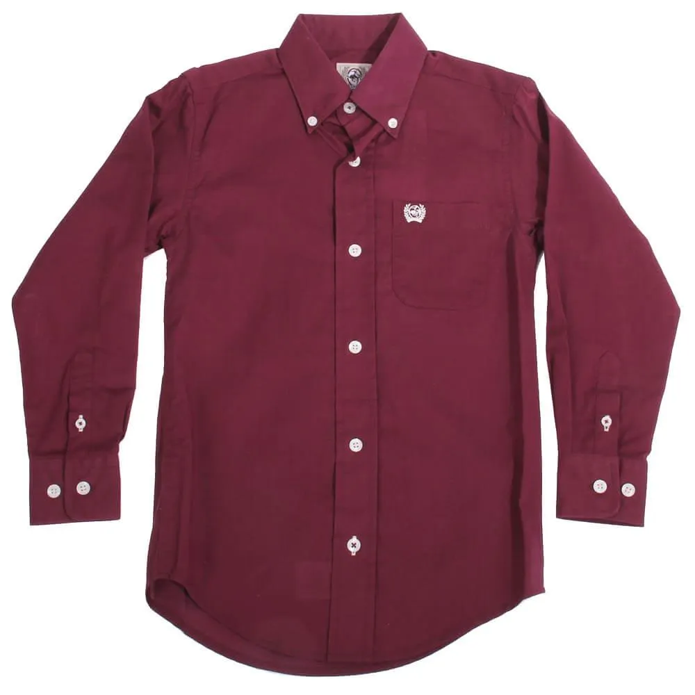 CINCH YOUTH MAROON BUTTON DOWN SHIRT