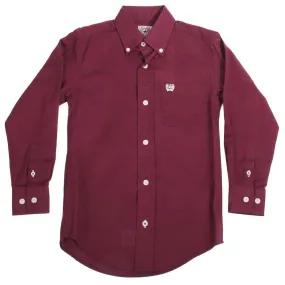 CINCH YOUTH MAROON BUTTON DOWN SHIRT