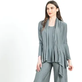 Clara Sunwoo Soft Pleat Knit - Cardigan & Tank Twinset - Olive