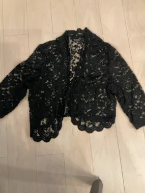 {{ClientCode}} BLACK CONNECTED APPAREL LACE CARDIGAN, M