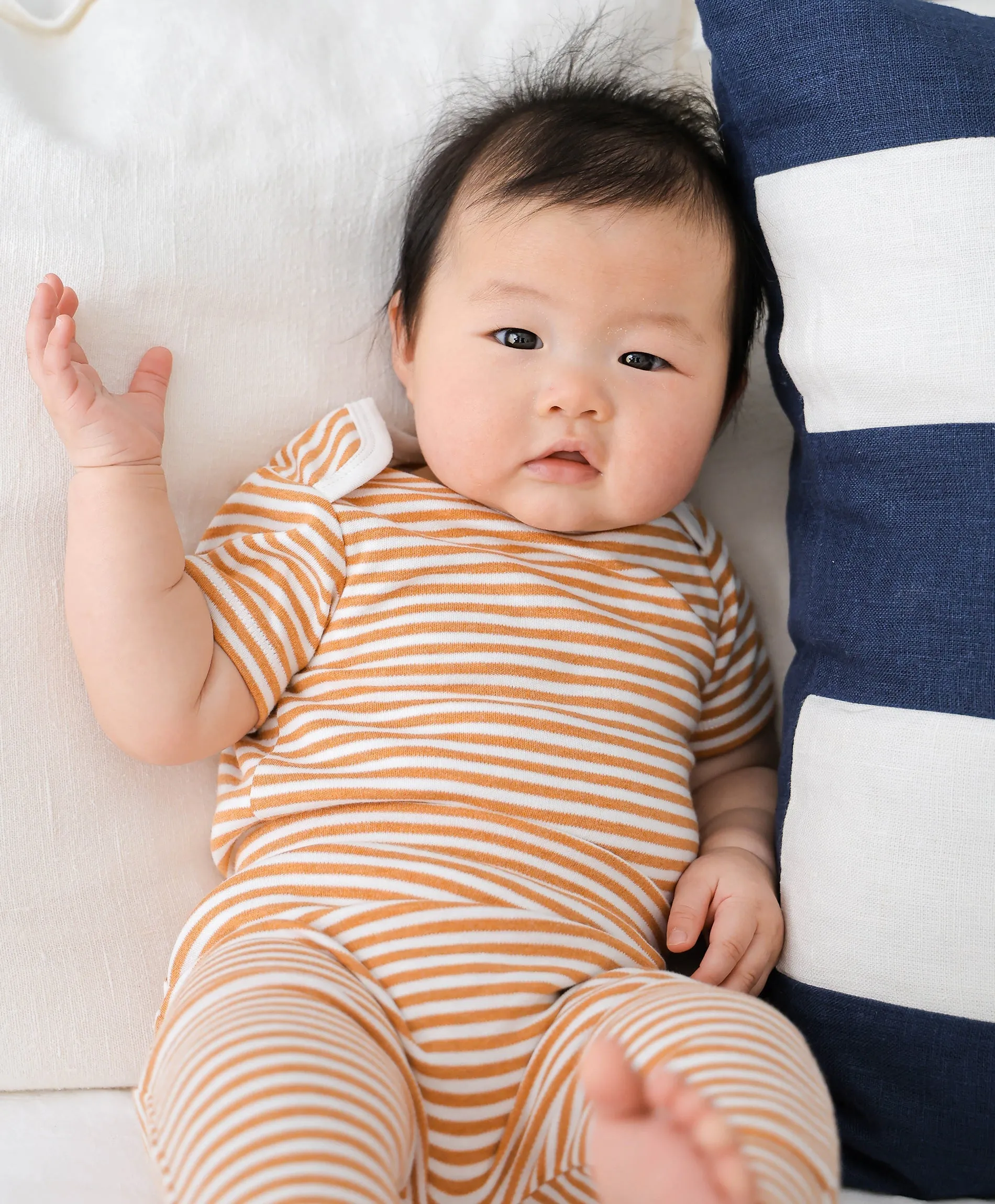 Comfy baby short sleeve bodysuit - Caramel stripes