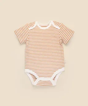 Comfy baby short sleeve bodysuit - Caramel stripes