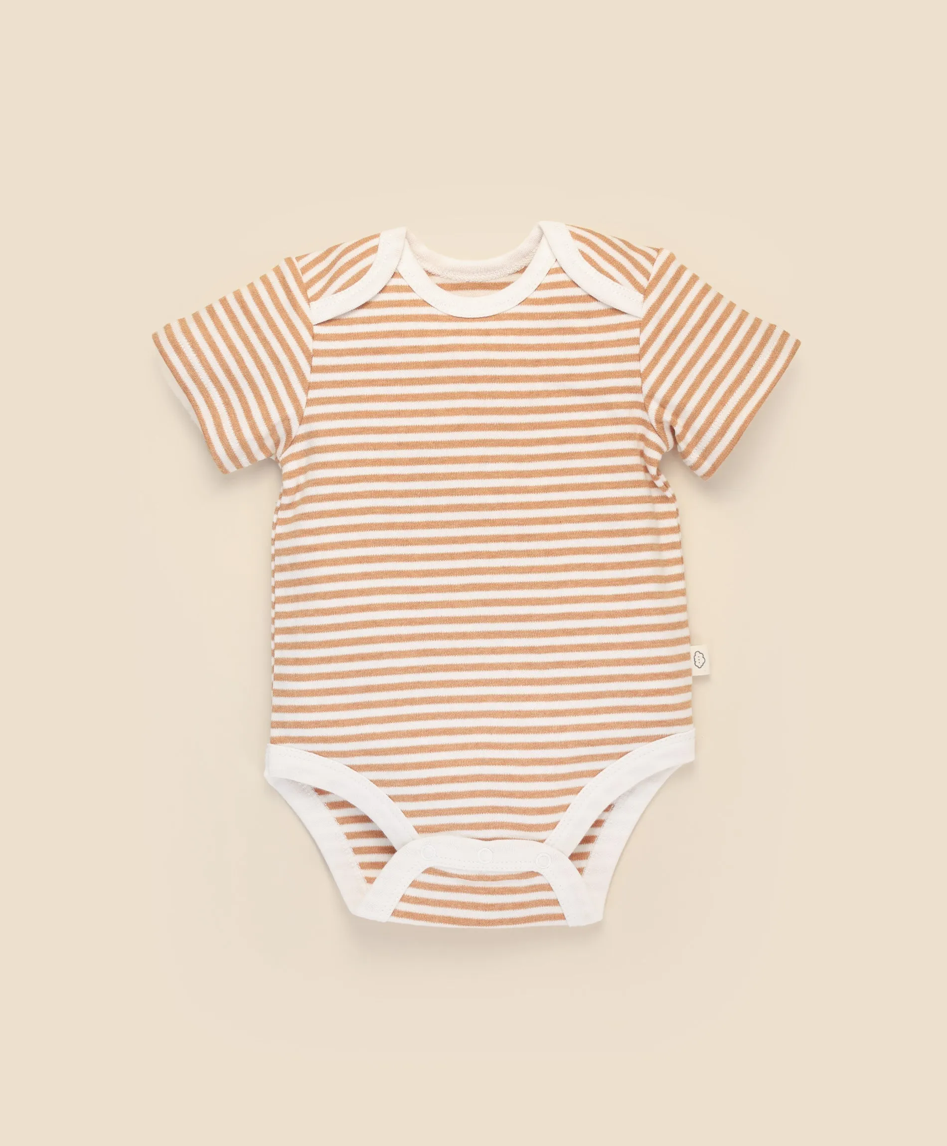 Comfy baby short sleeve bodysuit - Caramel stripes