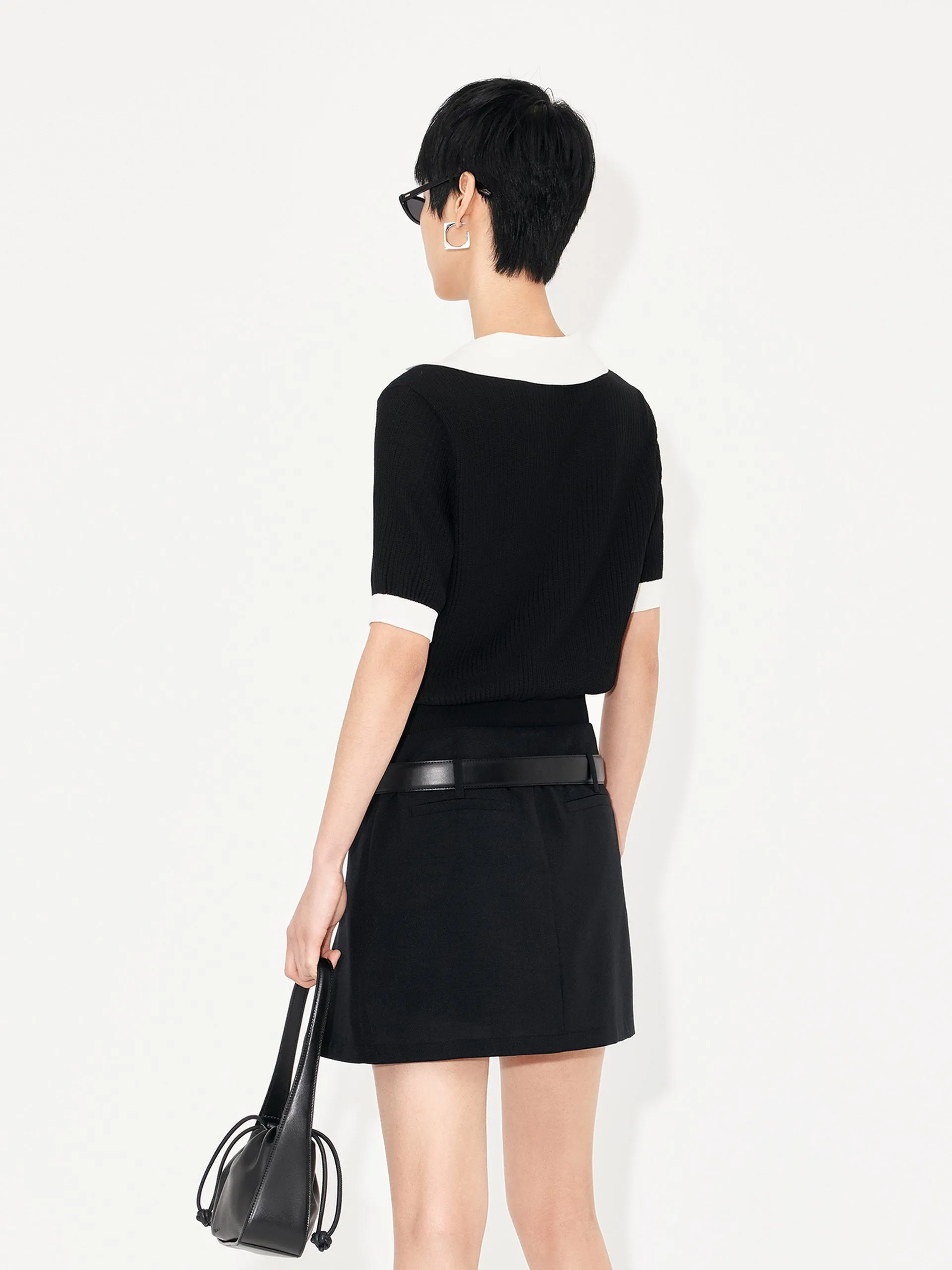 Contrasting Rib Knit Top
