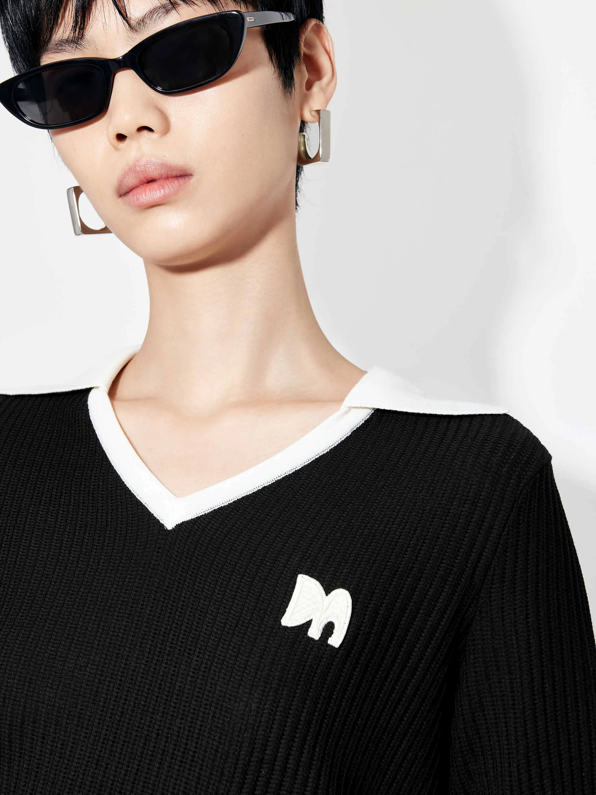 Contrasting Rib Knit Top