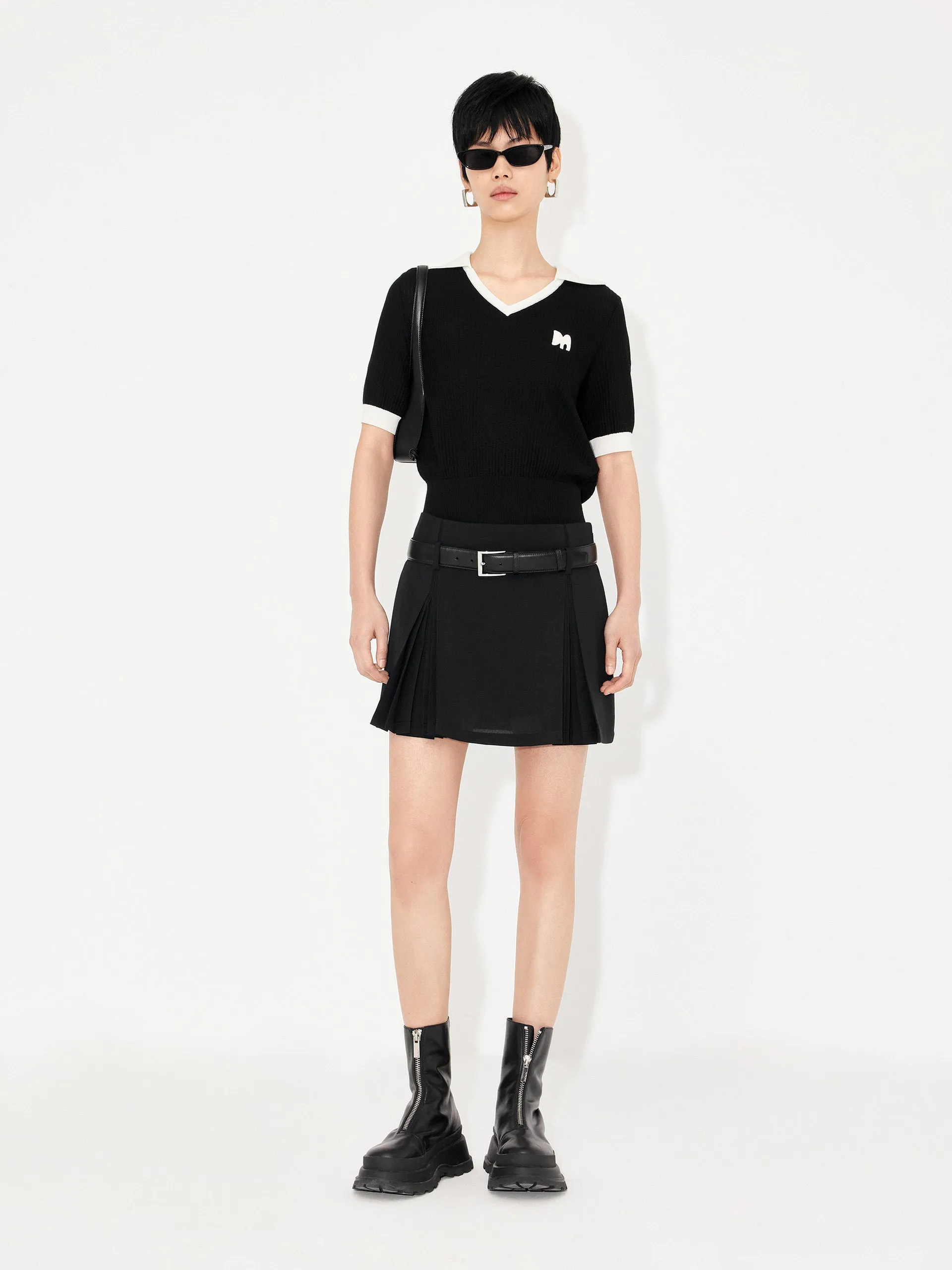 Contrasting Rib Knit Top